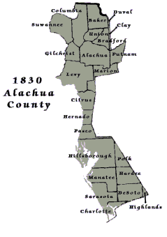 1830  Map  of Alachua County - Link to larger Version