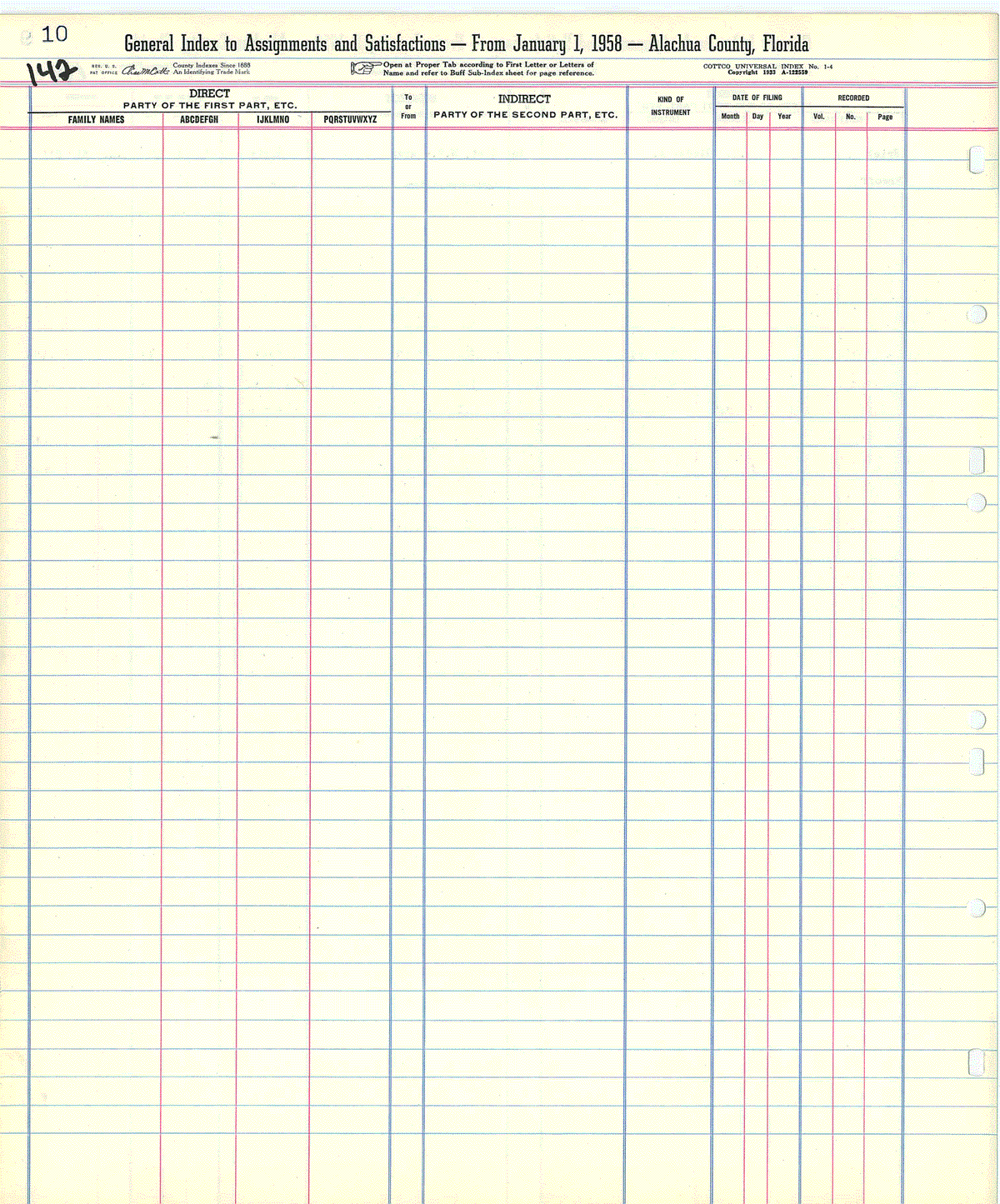 Direct Field Assignment Form Direct Index to Assignments & Satisfactions A B C D E F G H I J K ...