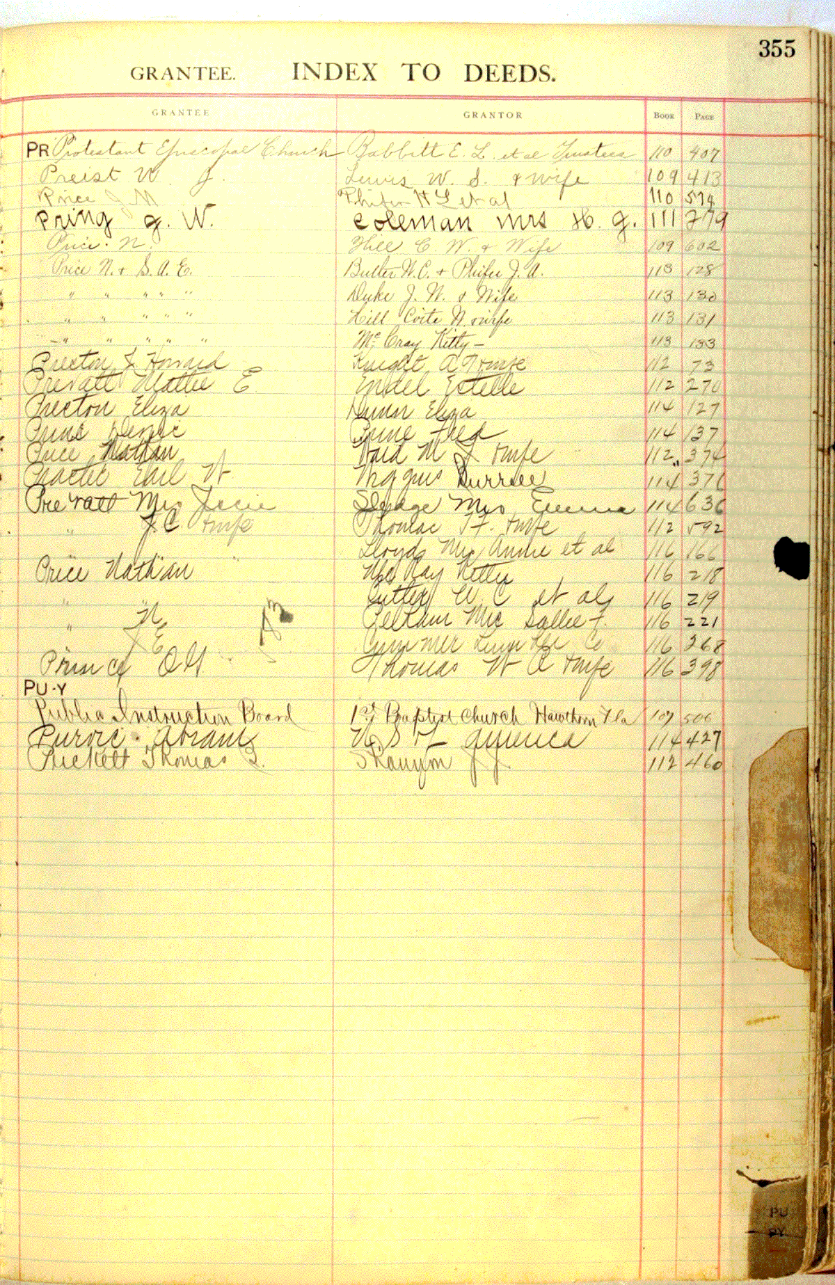 Deed Index 12, Alachua County, Florida