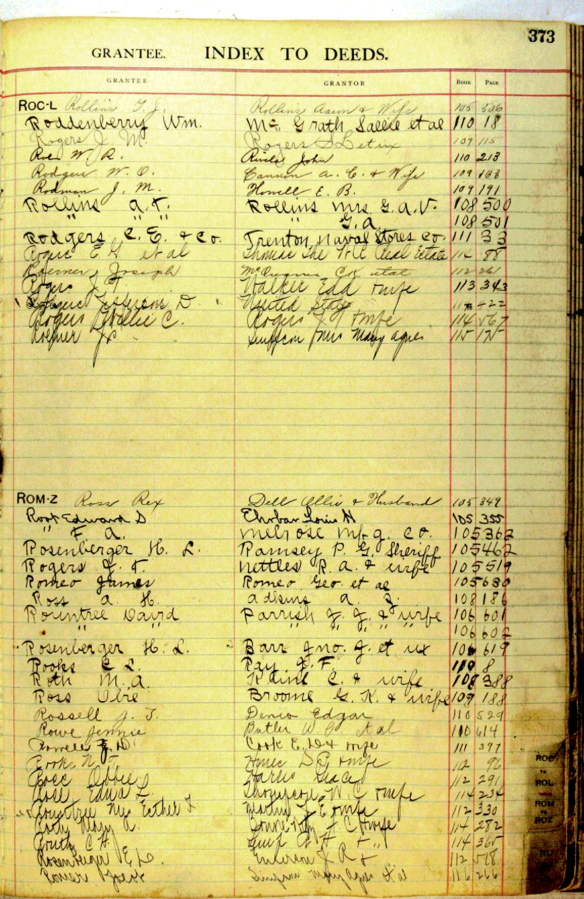 Deed Index 12, Alachua County, Florida
