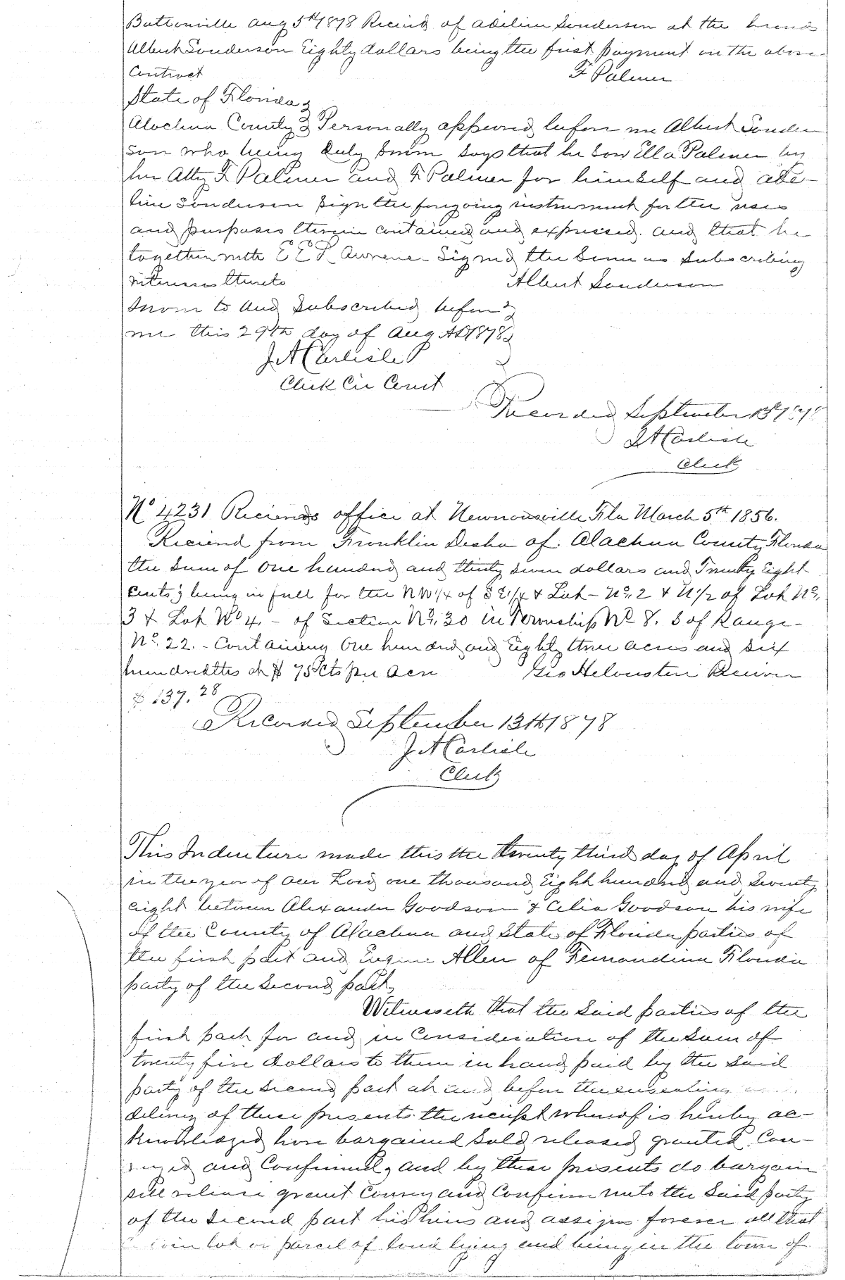 Deed Record K, Alachua County, Florida