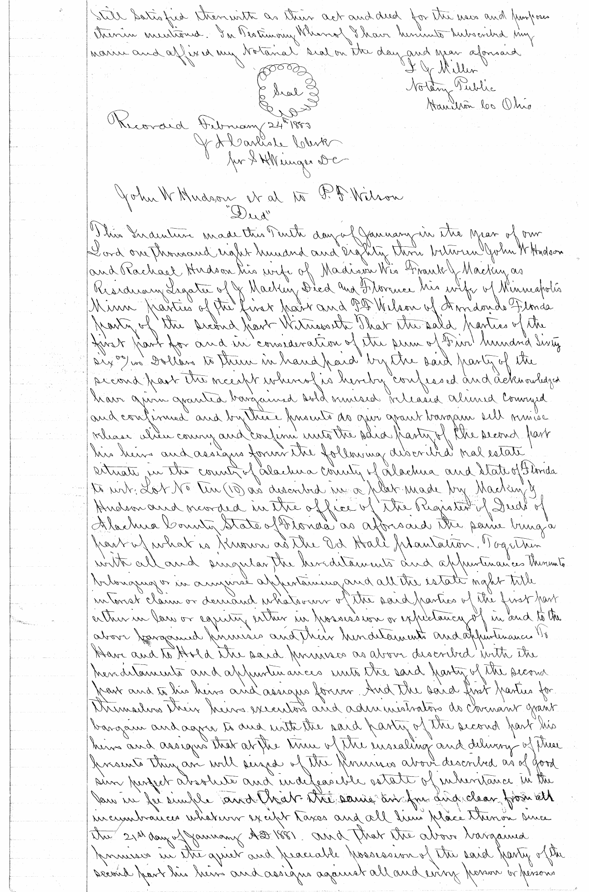 Deed Record O Alachua County Florida