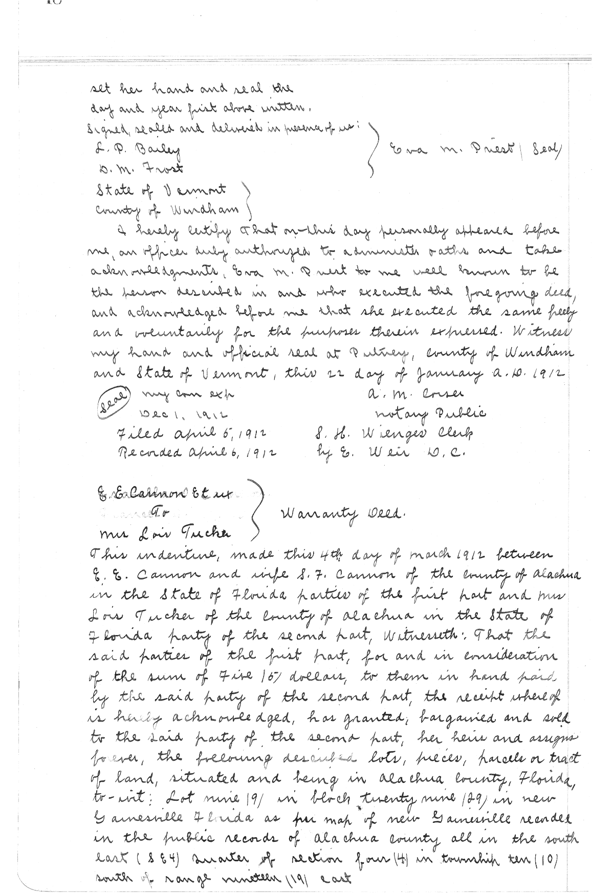 Deed Record 87 Alachua County Florida